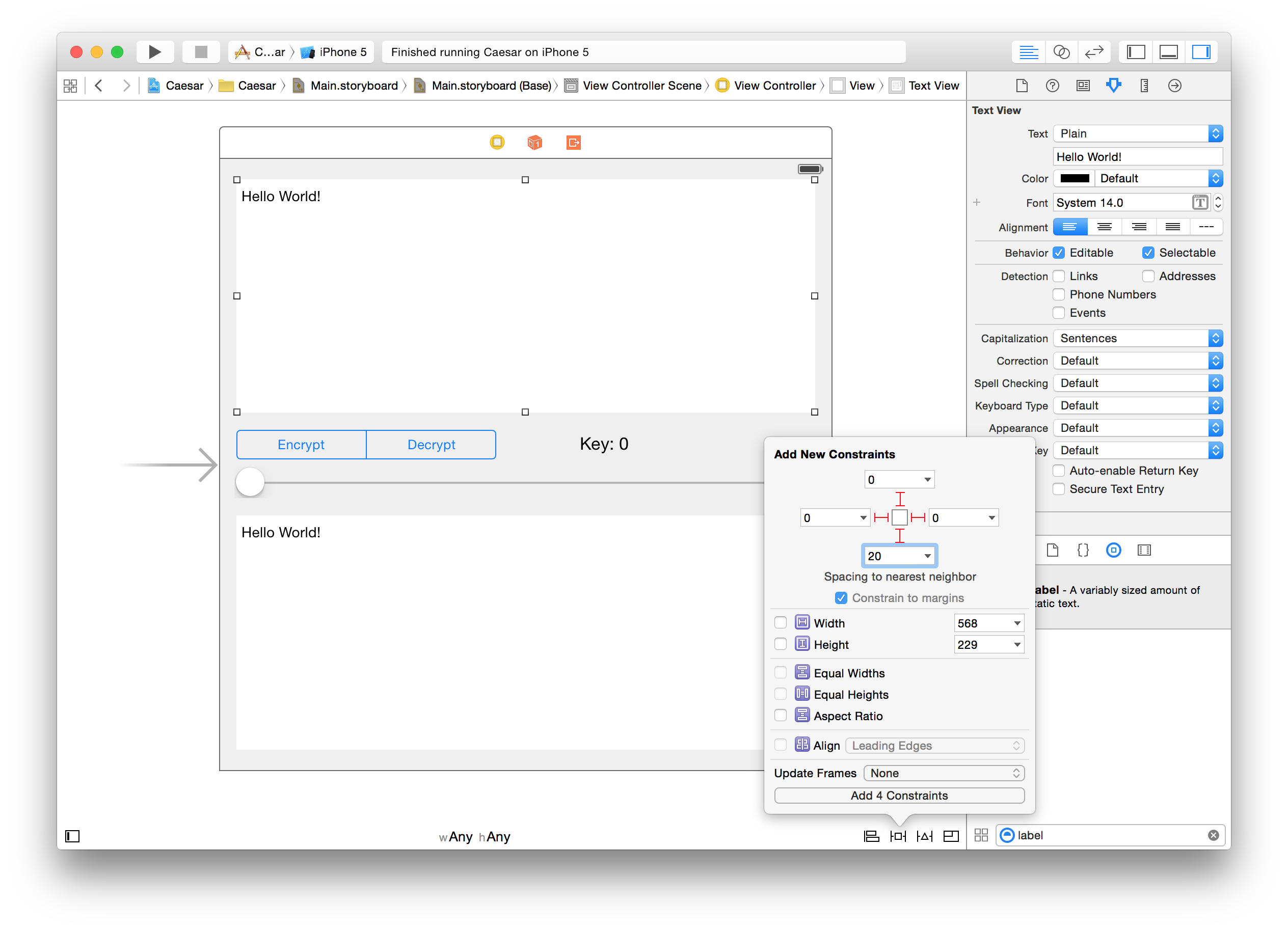 xcode constraints 0